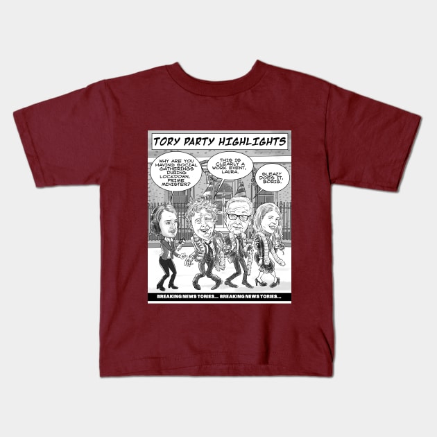 Breaking News Tories Kids T-Shirt by Never Mind The Bedsocks